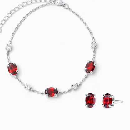 Mini Set 2 - Garnet Jewellery Set in Sterling Silver - SJR London Timepiece