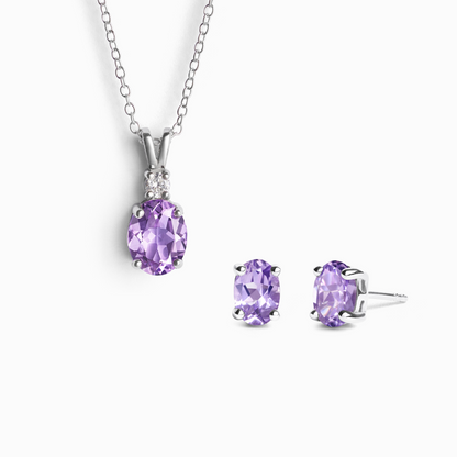 Mini Set 1 - Amethyst Jewellery Set in Sterling Silver - SJR London Timepiece