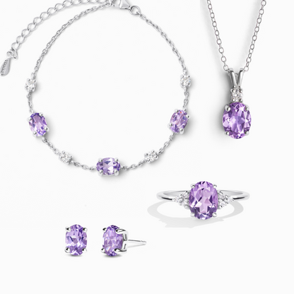 Complete Set - Amethyst Jewellery Set in Sterling Silver - SJR London Timepiece