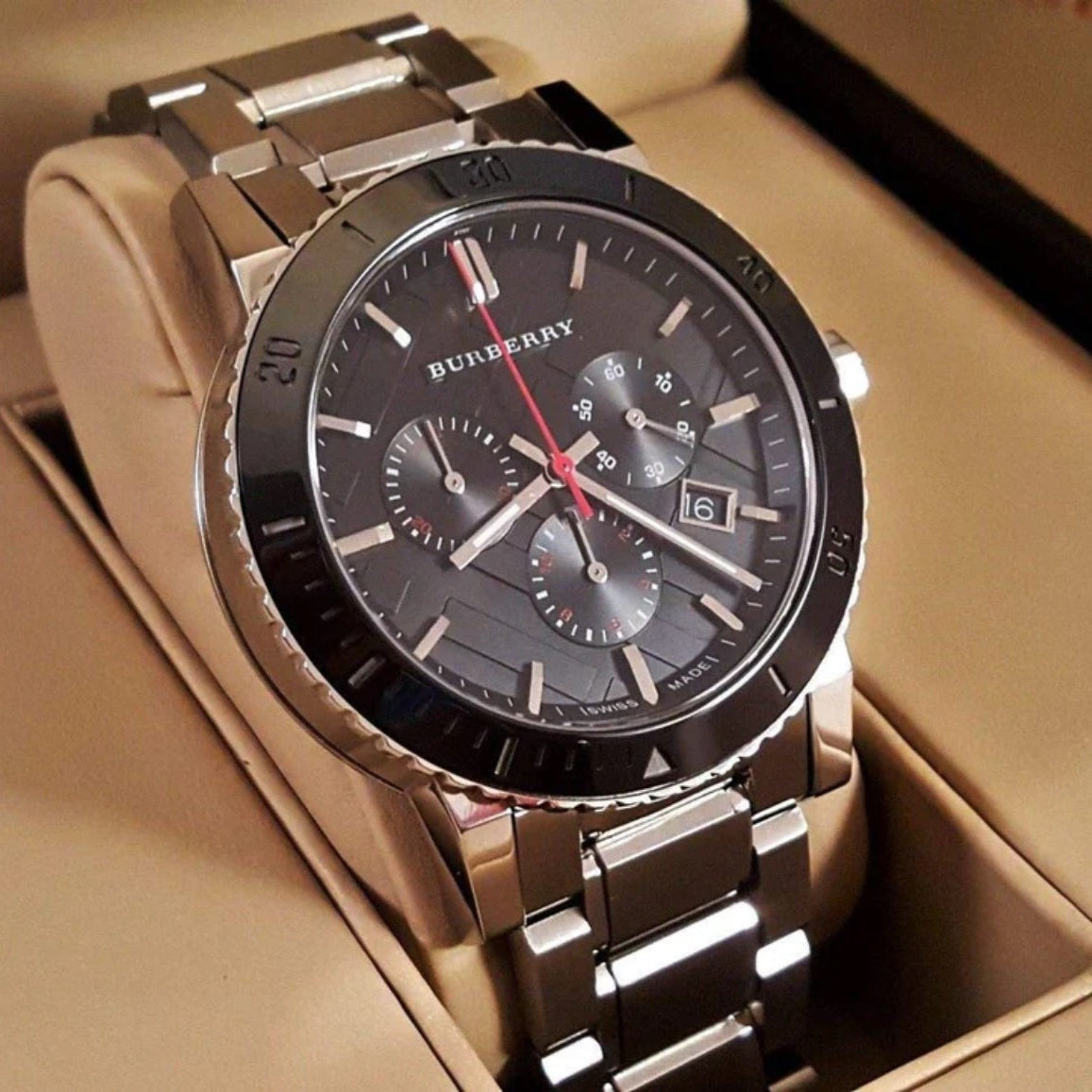 Burberry BU9380 The City Men's Silver & Black Dial Watch - SJR London Timepiece