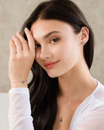 Purple Heart Lavender Amethyst Bracelet in Sterling Silver - SJR London Timepiece