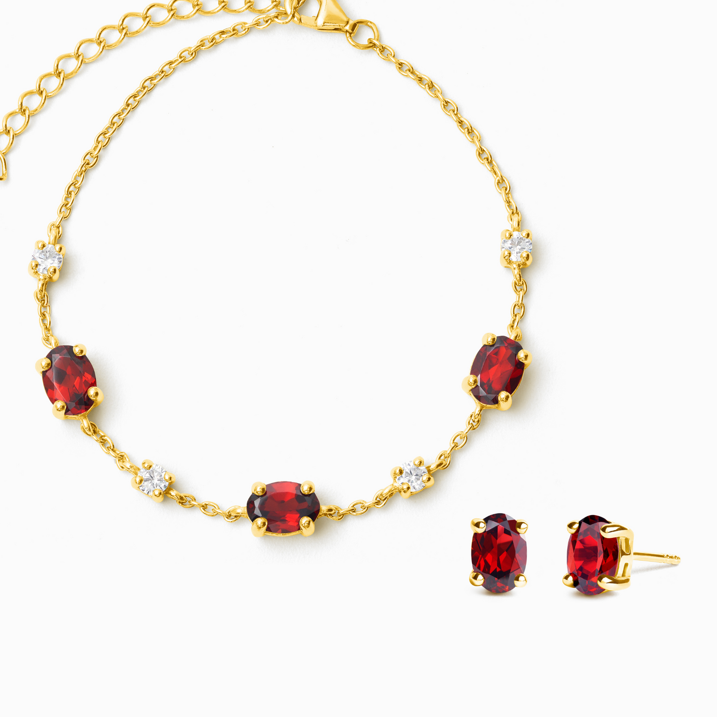 Mini Set 2 - Garnet Jewellery Set in 18k Gold Vermeil - SJR London Timepiece