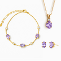 Parure de bijoux en améthyste essentielle en vermeil d'or 18 carats