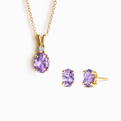 Mini Set 1 - Amethyst Jewellery Set in 18k Gold Vermeil - SJR London Timepiece