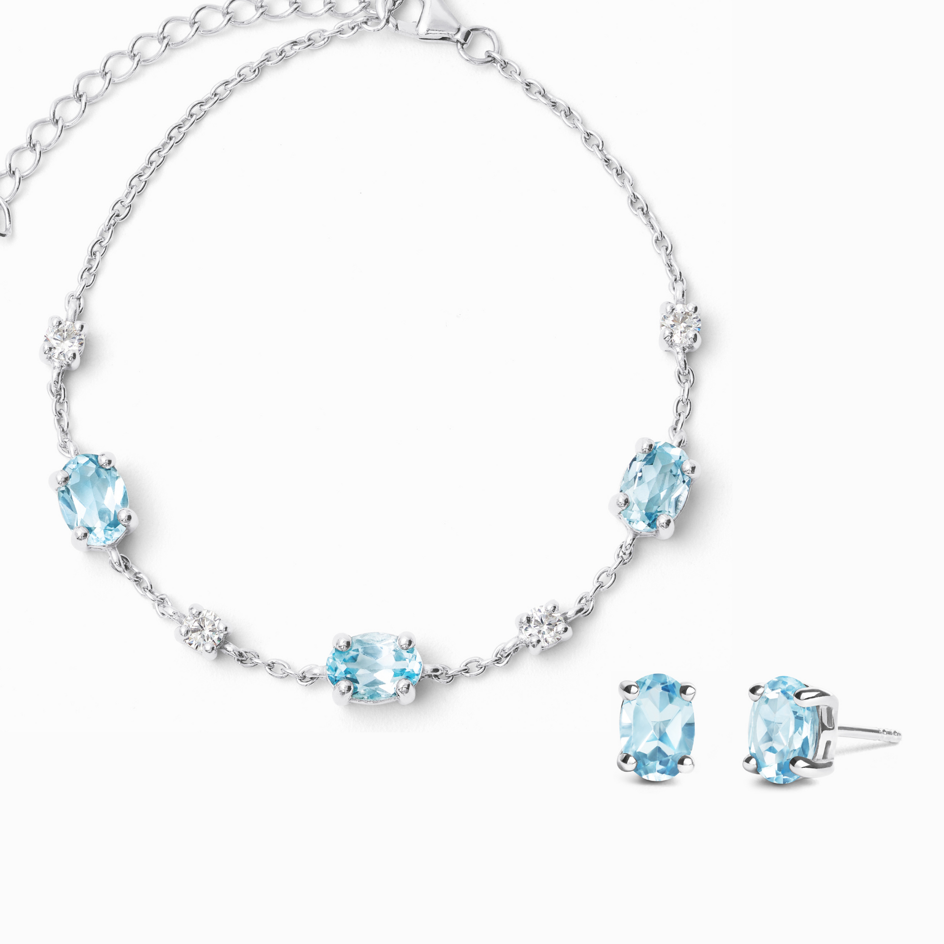 Mini Set 2 - Blue Topaz Jewellery Set in Sterling Silver - SJR London Timepiece