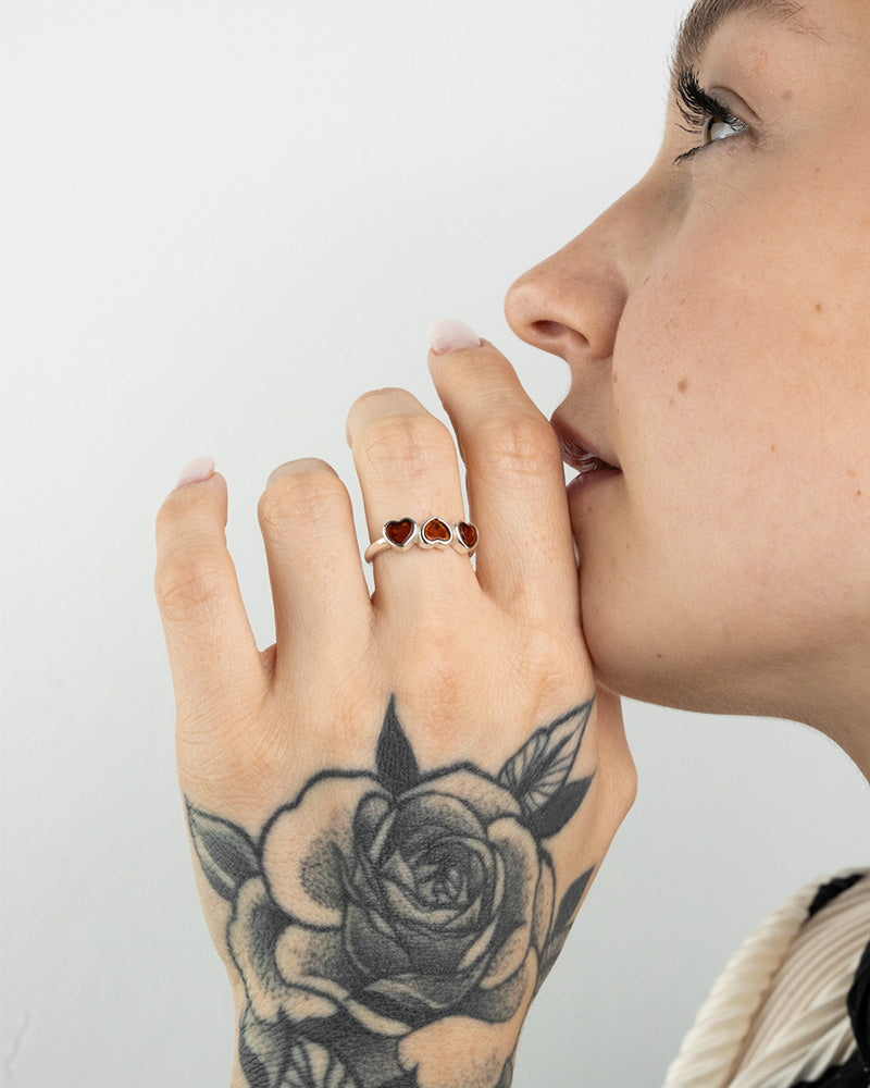Bague triple cœur