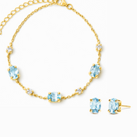 Mini Set 2 - Blue Topaz Jewellery Set in 18k Gold Vermeil - SJR London Timepiece