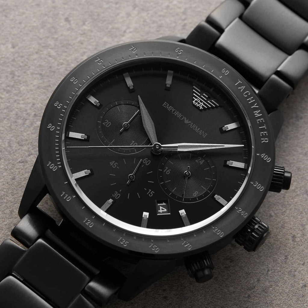 Montre Emporio Armani AR11242 Mario pour Homme Tout Noir