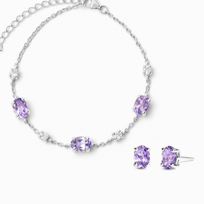 Mini Set 2 - Amethyst Jewellery Set in Sterling Silver - SJR London Timepiece