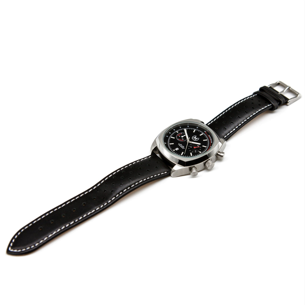 Bracelet de montre Rally en cuir noir