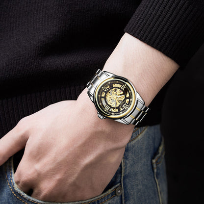 Hand Assembled Anthony James Skeleton Automatic Two Tone Gold & Steel Mens Watch - SJR London Timepiece