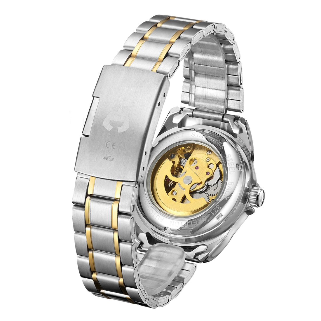 Hand Assembled Anthony James Skeleton Automatic Two Tone Gold & Steel Mens Watch - SJR London Timepiece