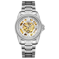 Hand Assembled Anthony James Skeleton Automatic Steel & White Mens Watch - SJR London Timepiece