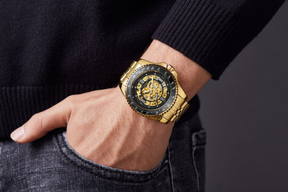 Hand Assembled Anthony James Tachymeter Sports Automatic Gold - SJR London Timepiece