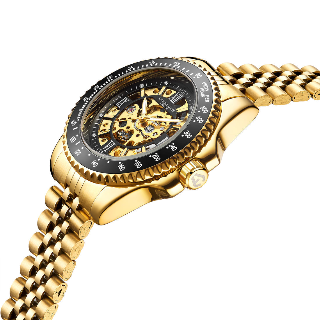 Hand Assembled Anthony James Tachymeter Sports Automatic Gold - SJR London Timepiece