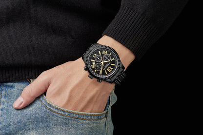 Hand Assembled Anthony James Chrono Sports Black - SJR London Timepiece