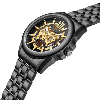 Hand Assembled Anthony James Mystique Automatic Black - SJR London Timepiece