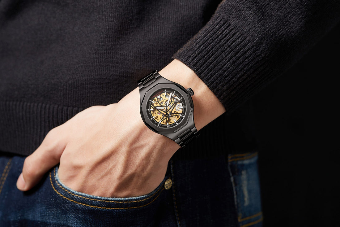 Hand Assembled Anthony James Sports Skeleton Automatic Black - SJR London Timepiece
