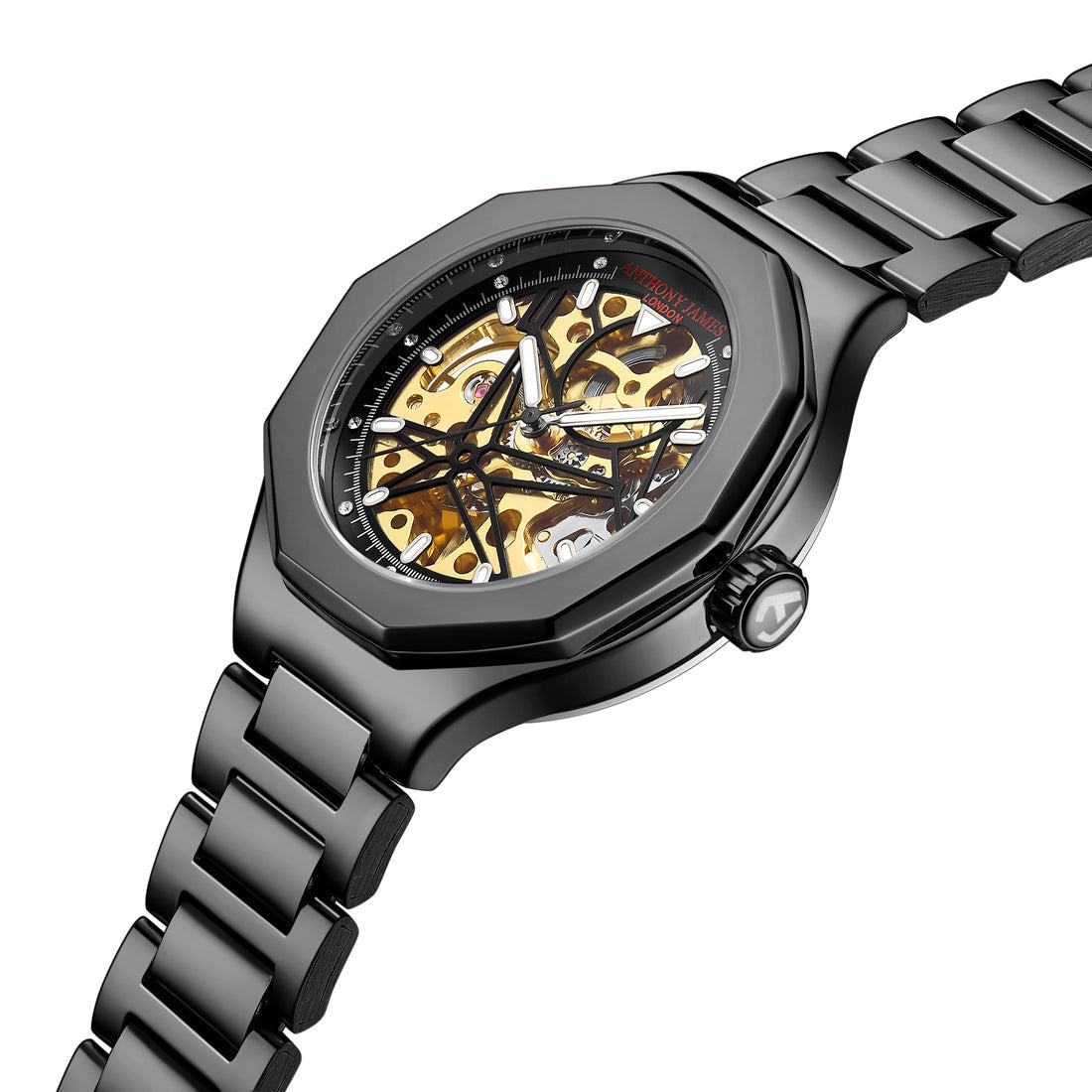 Hand Assembled Anthony James Sports Skeleton Automatic Black - SJR London Timepiece