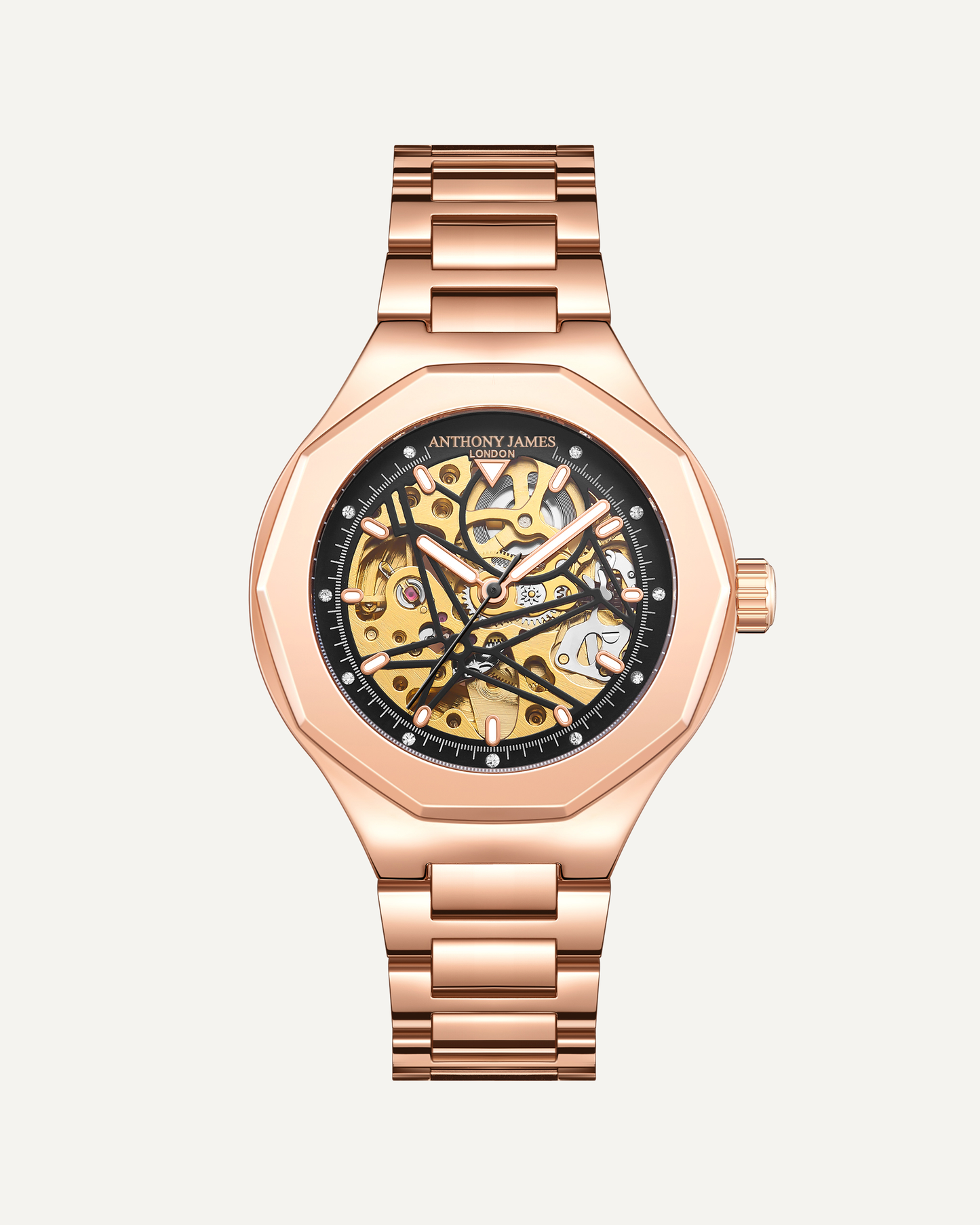 Hand Assembled Anthony James Sports Skeleton Automatic Rose - SJR London Timepiece