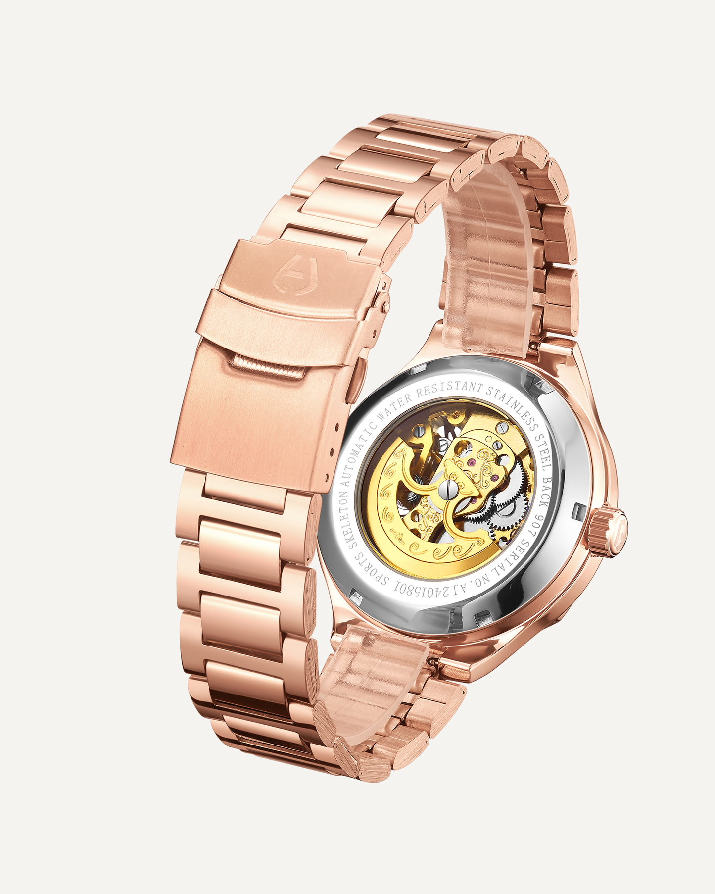 Hand Assembled Anthony James Sports Skeleton Automatic Rose - SJR London Timepiece