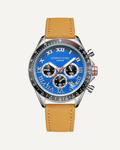 Montre Anthony James en Acier Bleue Turbo à Tachymètre, Édition Limitée, Assemblée à la Main