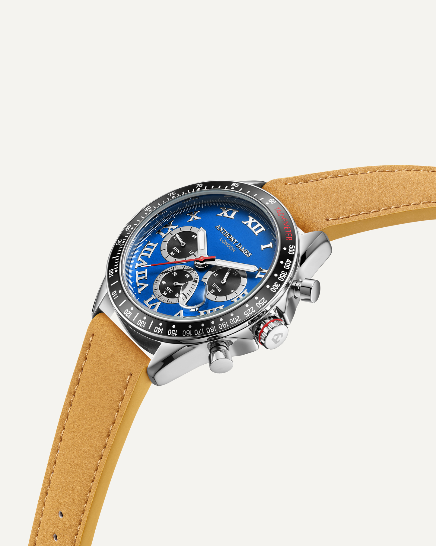 Hand Assembled Anthony James Limited Edition Tachymeter Turbo Steel Blue - SJR London Timepiece