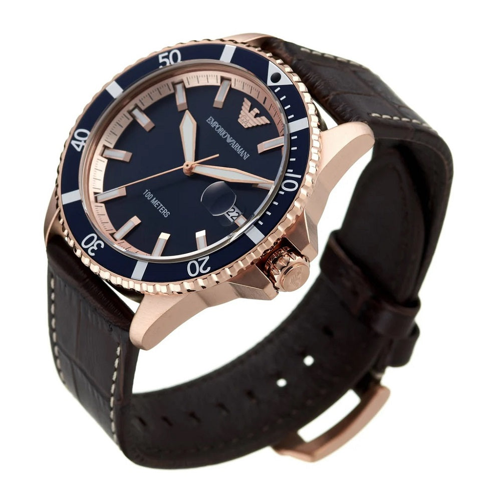Emporio Armani AR11556 Men's Rose Gold Diver Watch - SJR London Timepiece