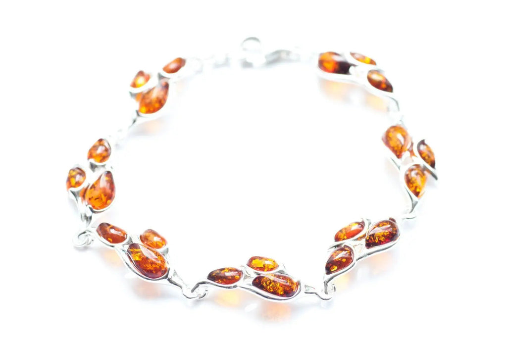Bracelet maillons à feuilles en ambre