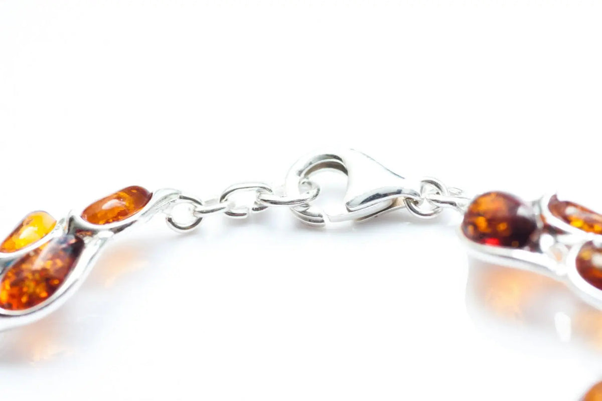 Bracelet maillons à feuilles en ambre