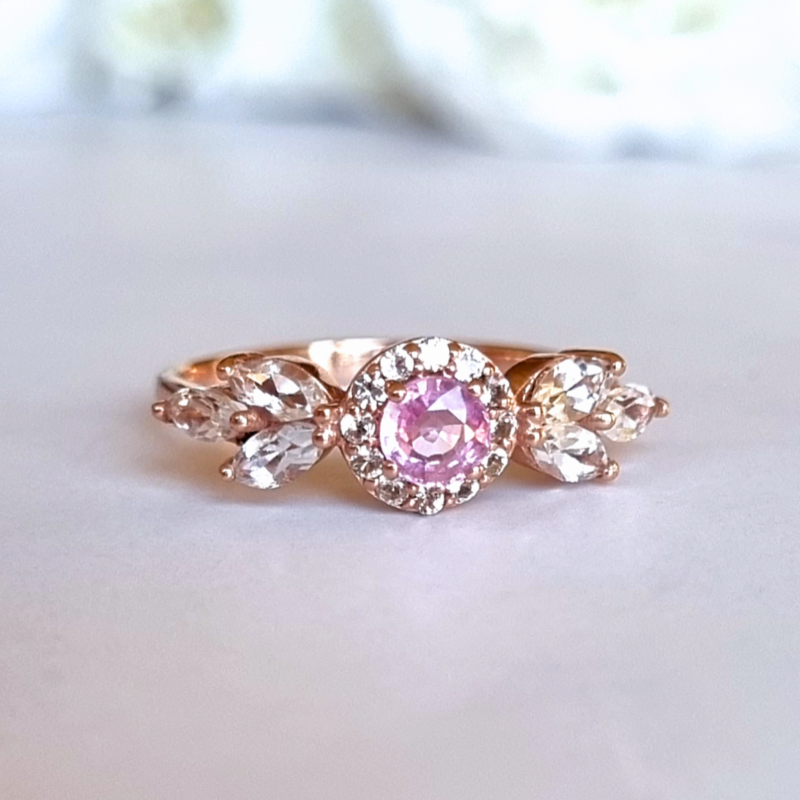 Aurelia Pink Sapphire Ring in 18k Rose Gold Vermeil - SJR London Timepiece