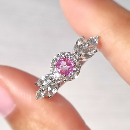 Aurelia Pink Sapphire Ring in Sterling Silver - SJR London Timepiece