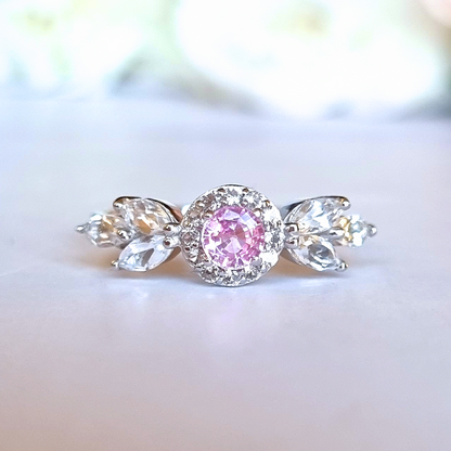 Aurelia Pink Sapphire Ring in Sterling Silver - SJR London Timepiece