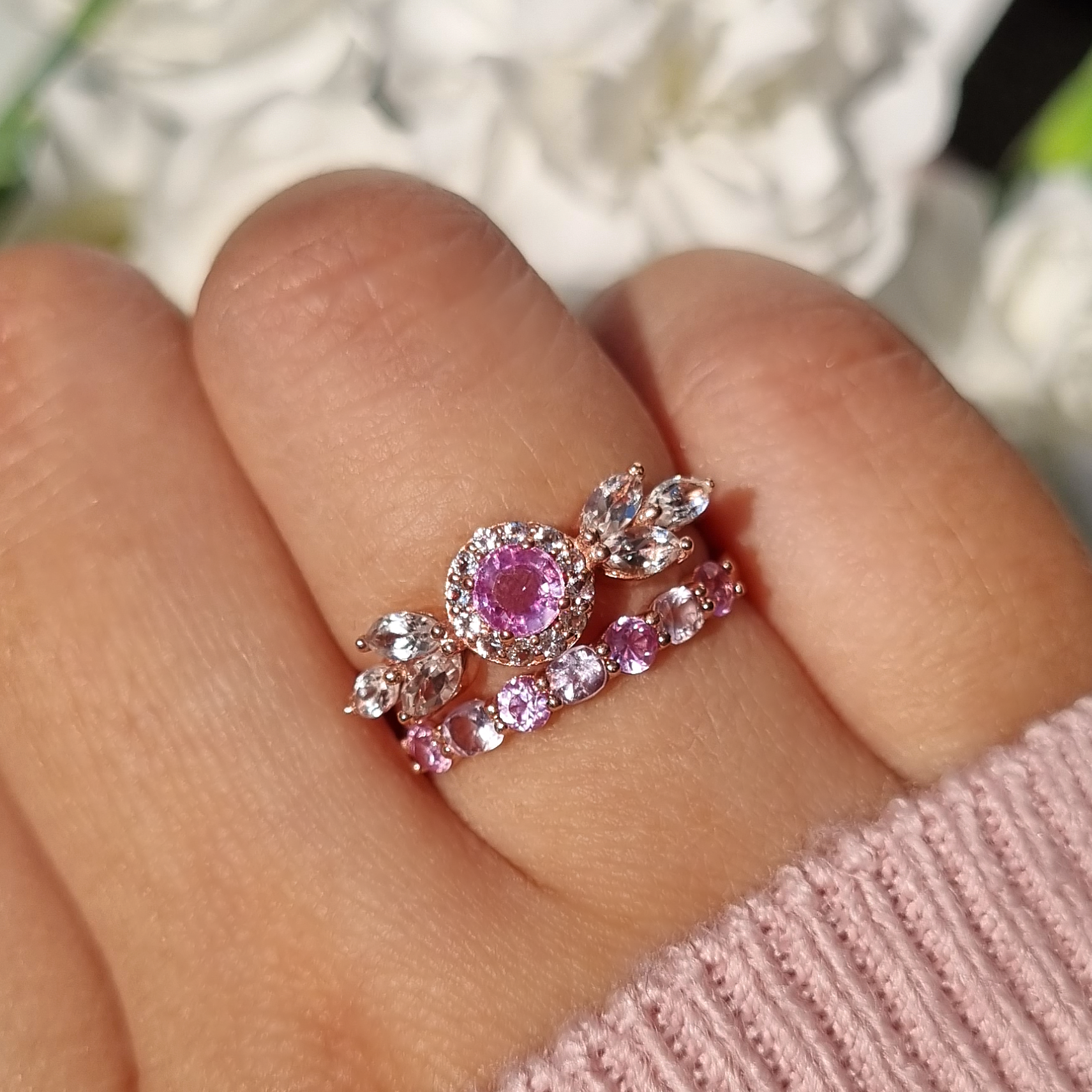 Bague Aurélia Saphir Rose en Vermeil Or Rose 18 carats