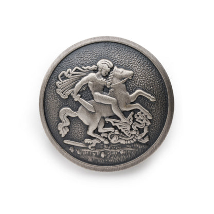 St George & The Dragon Blazer Button Set In Antique Silver