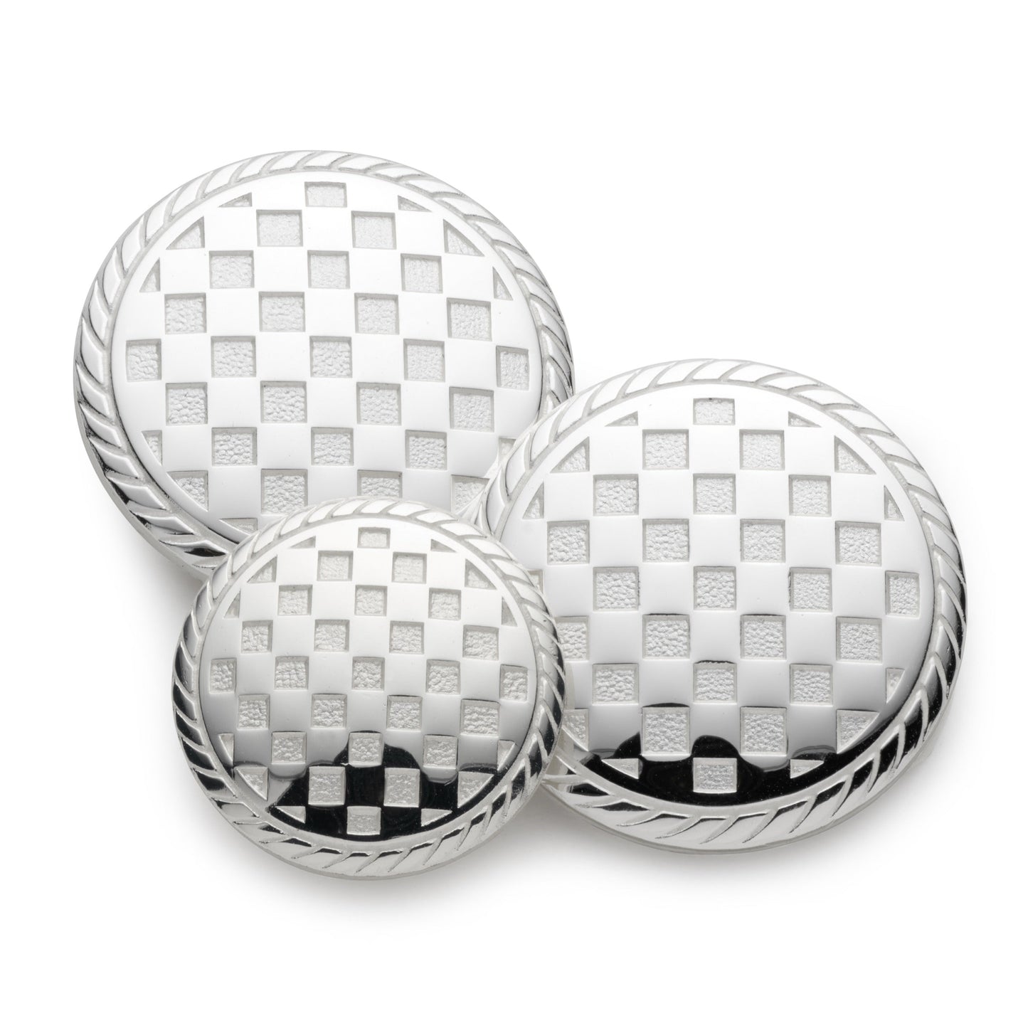 Checkerboard Blazer Button in Silver