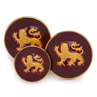 Lion Passant Guardant Blazer Button Set In Red Enamel