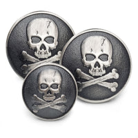 Skull & Crossbones Blazer Button Set In Antique Silver