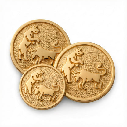 Bull And Bear Blazer Button Set In Gold