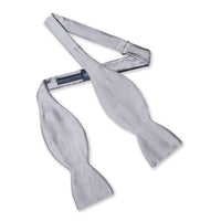 Silver Satin Silk Self-Tie Bow Tie