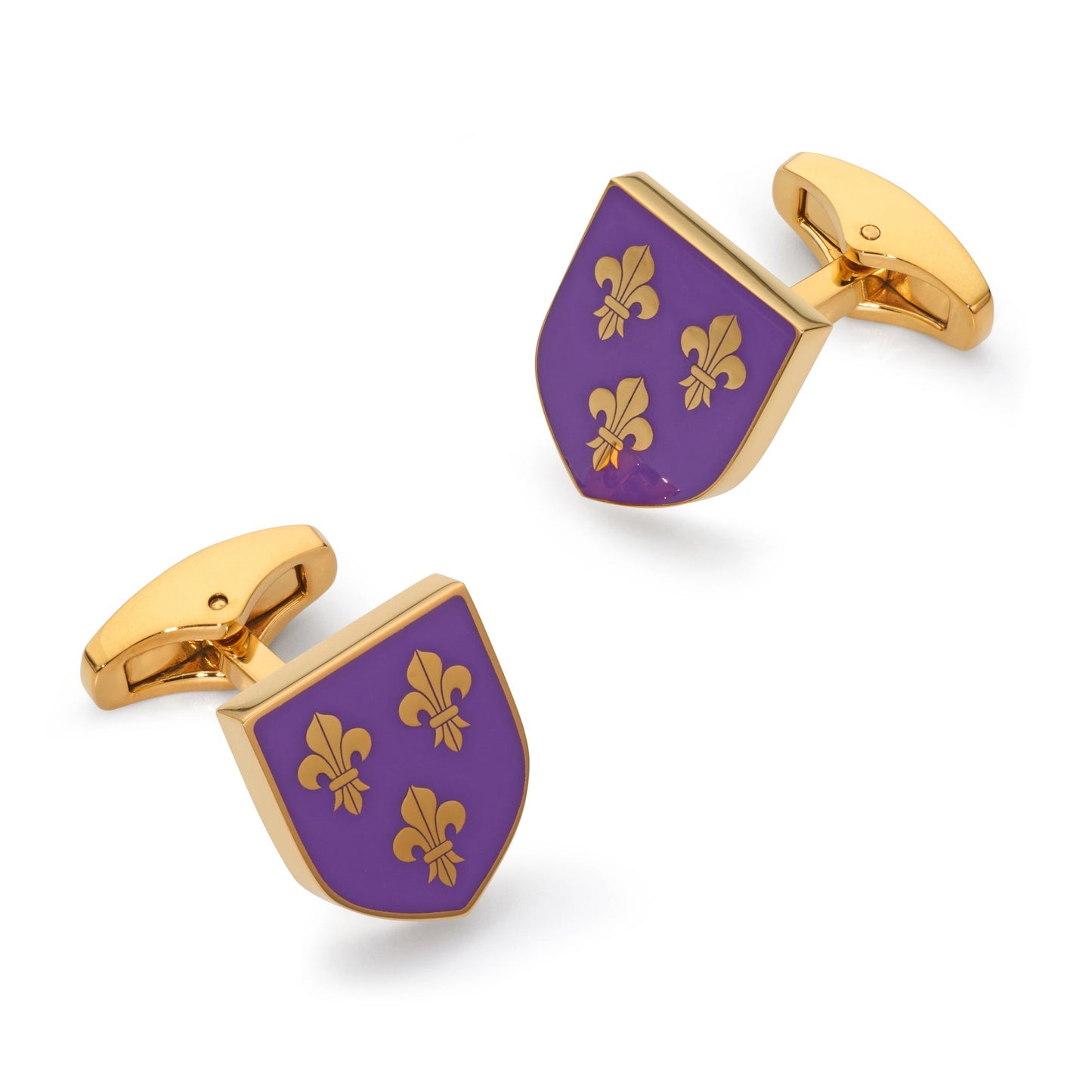 Fleur De Lys Shield Cufflinks In Royal Purple