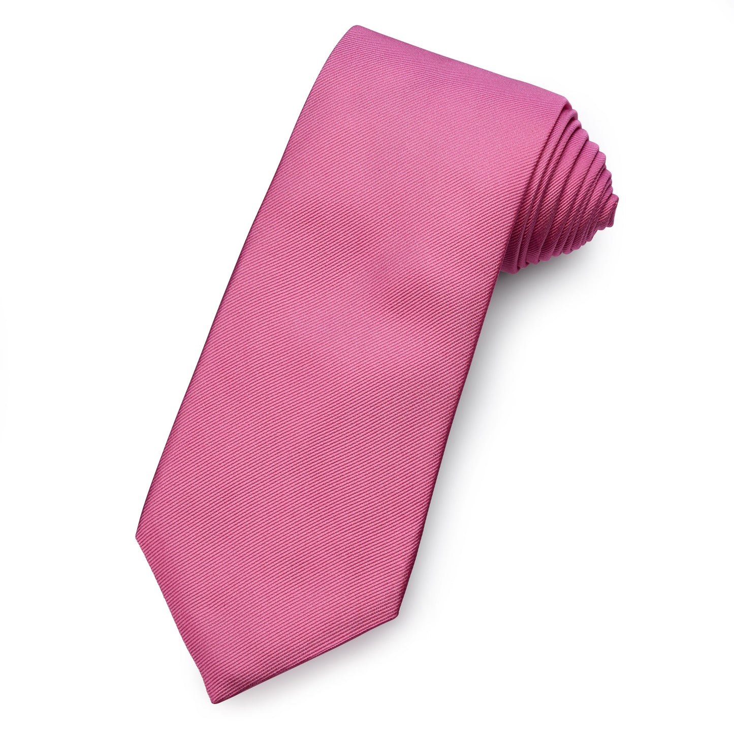 Plain Silk Reppe Tie In Rose Pink