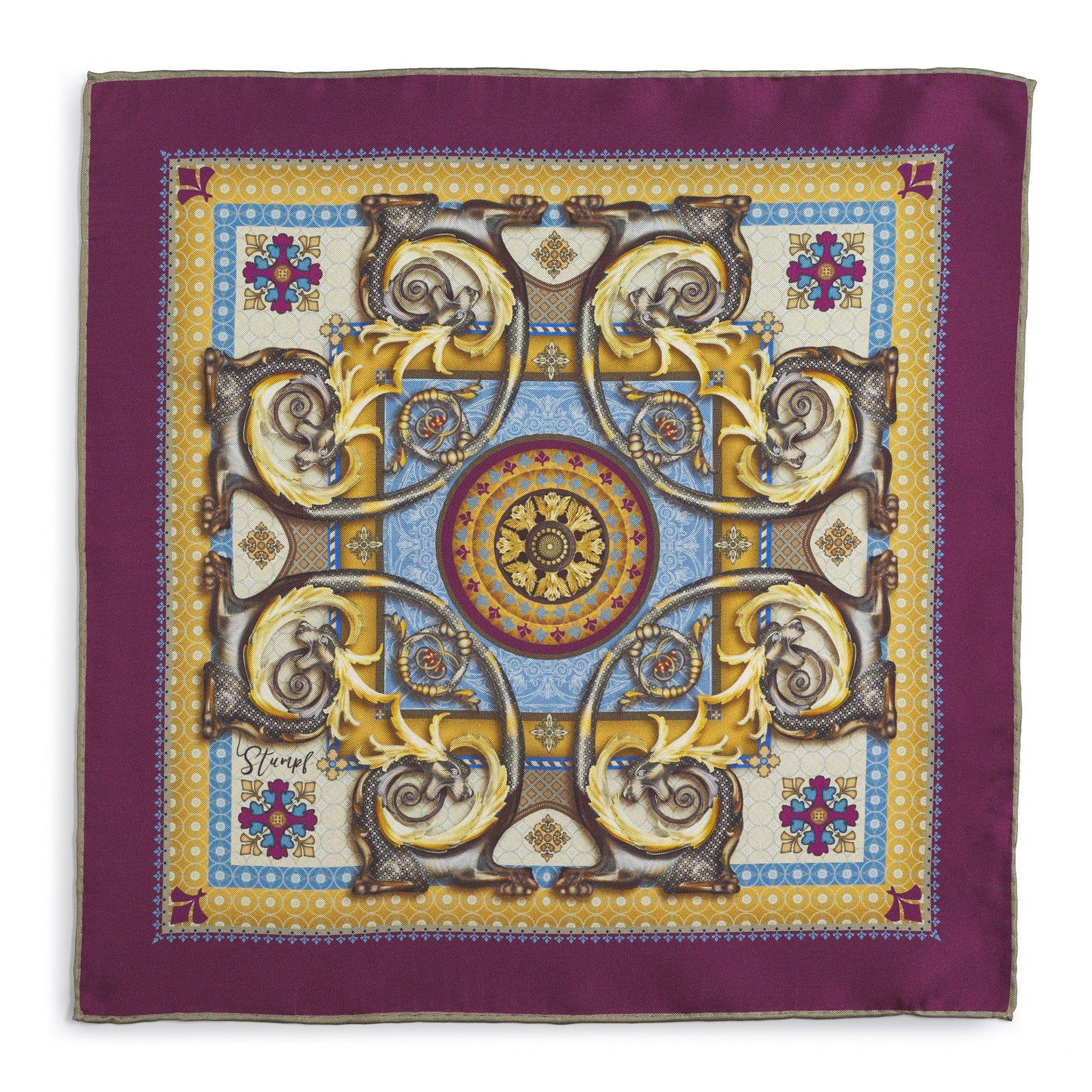 Burlington House Academy Gate Claret Pocket Square