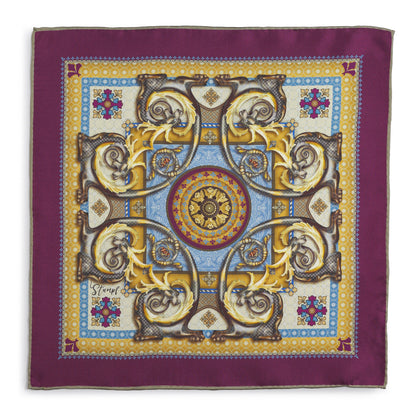Burlington House Academy Gate Claret Pocket Square