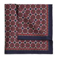Circular Paisley (Wool & Silk Mix) Pocket Square In Navy