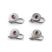 Sterling Silver And Mother Of Pearl With Pink Tourmaline Dress Studs