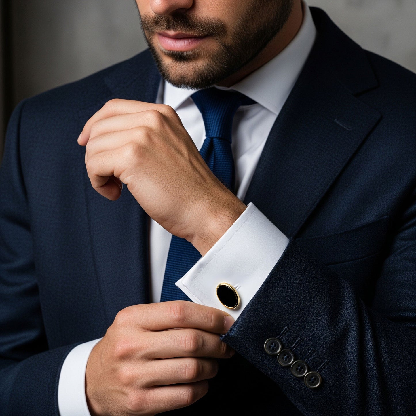 Onyx Oval Cufflinks In Gold