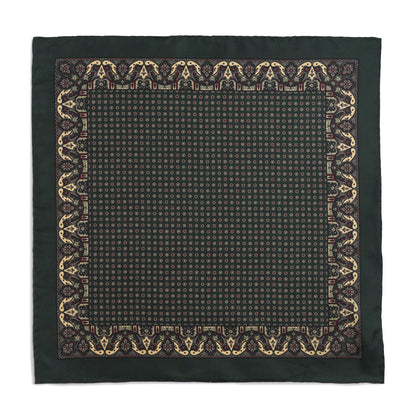Ornate Paisley Silk Pocket Square In Green