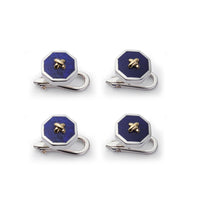 Sterling Silver And Lapis Lazuli With 9ct Gold Stitch Dress Studs