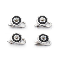 Sterling Silver And Onyx With Diamond Dress Studs